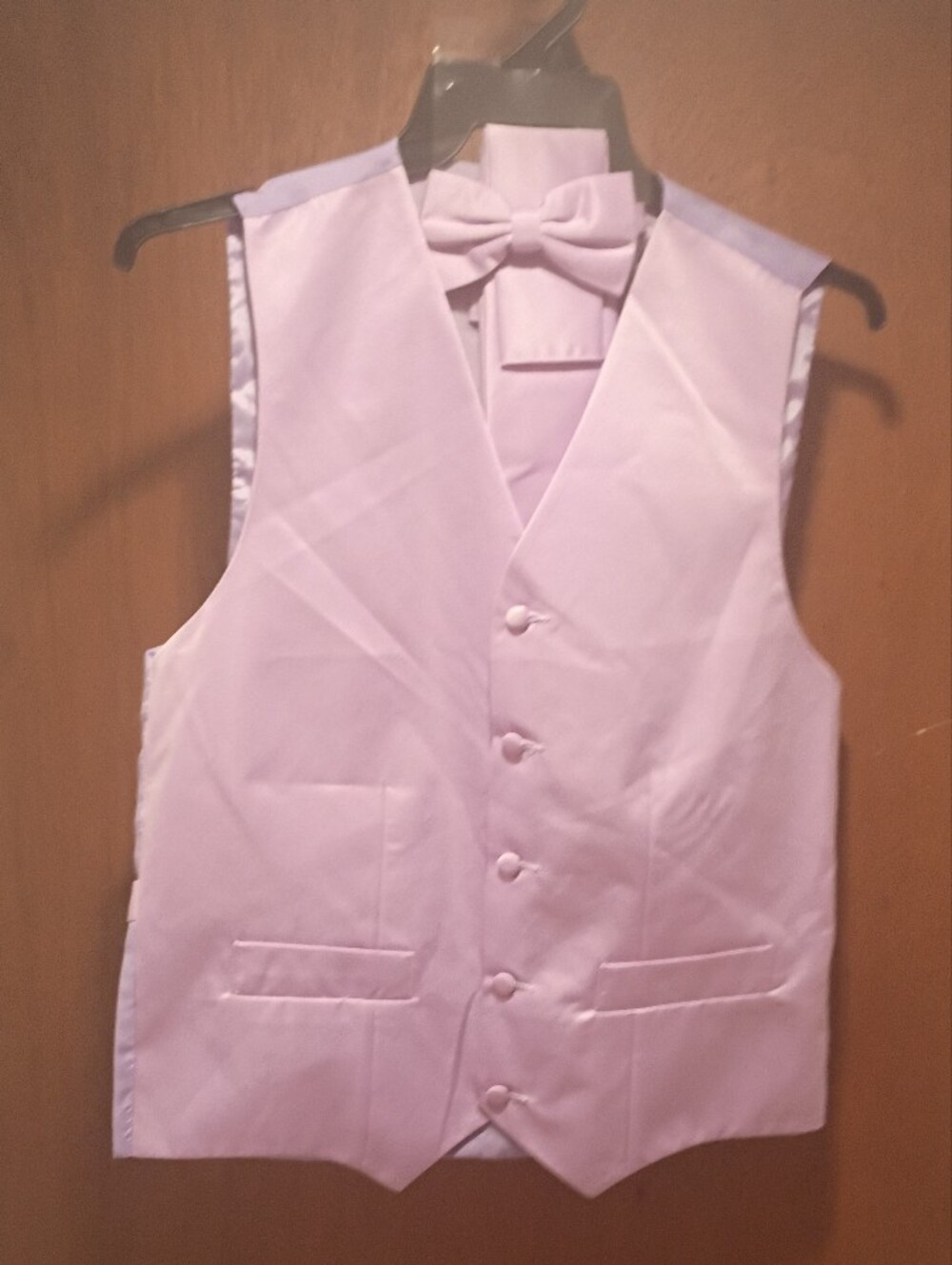 Men's Lilac Vest with Handkerchief, Tie And Bow Tie